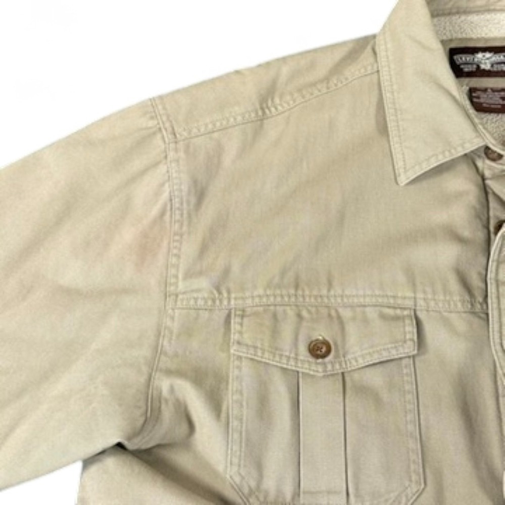 Levis Sherpa Lined Canvas Chore Coat Khaki Grunge Button Shacket Mens XL Utility - Picture 8 of 11